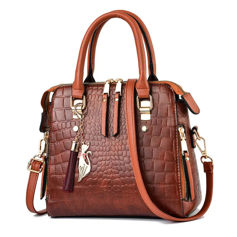 Maya-Embossed Leather Bag